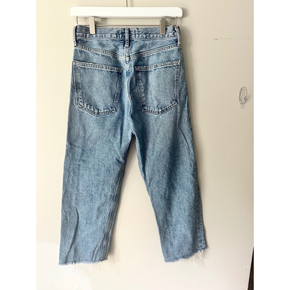 AGOLDE 90's Pinch Waist High Rise Cropped Straight Leg Jeans Light Wash Blue 26 - Picture 2 of 7